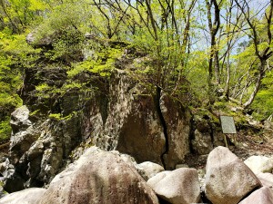 杉谷善住坊の隠れ岩